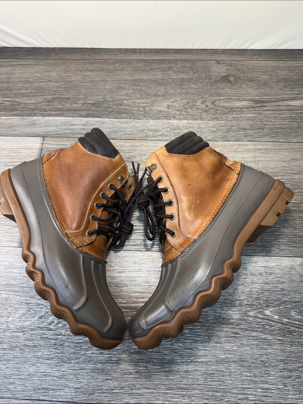 Sperry Two-Tone Brown and Gray Duck Boots men’s SZ 9.5 (h187)